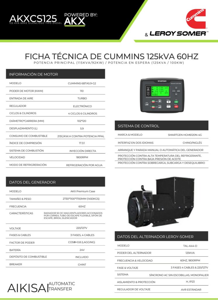 Ficha tecnica-125KVA AKX-Cummins S.L-akx-generator