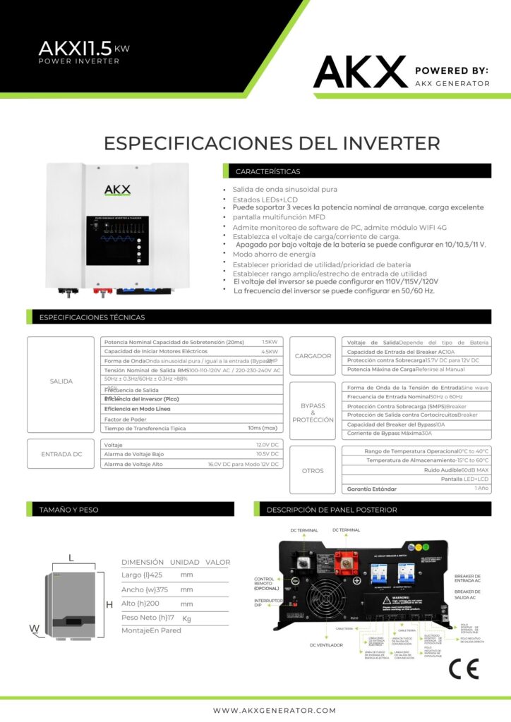 Ficha tecnica inversor 1.5 kw
