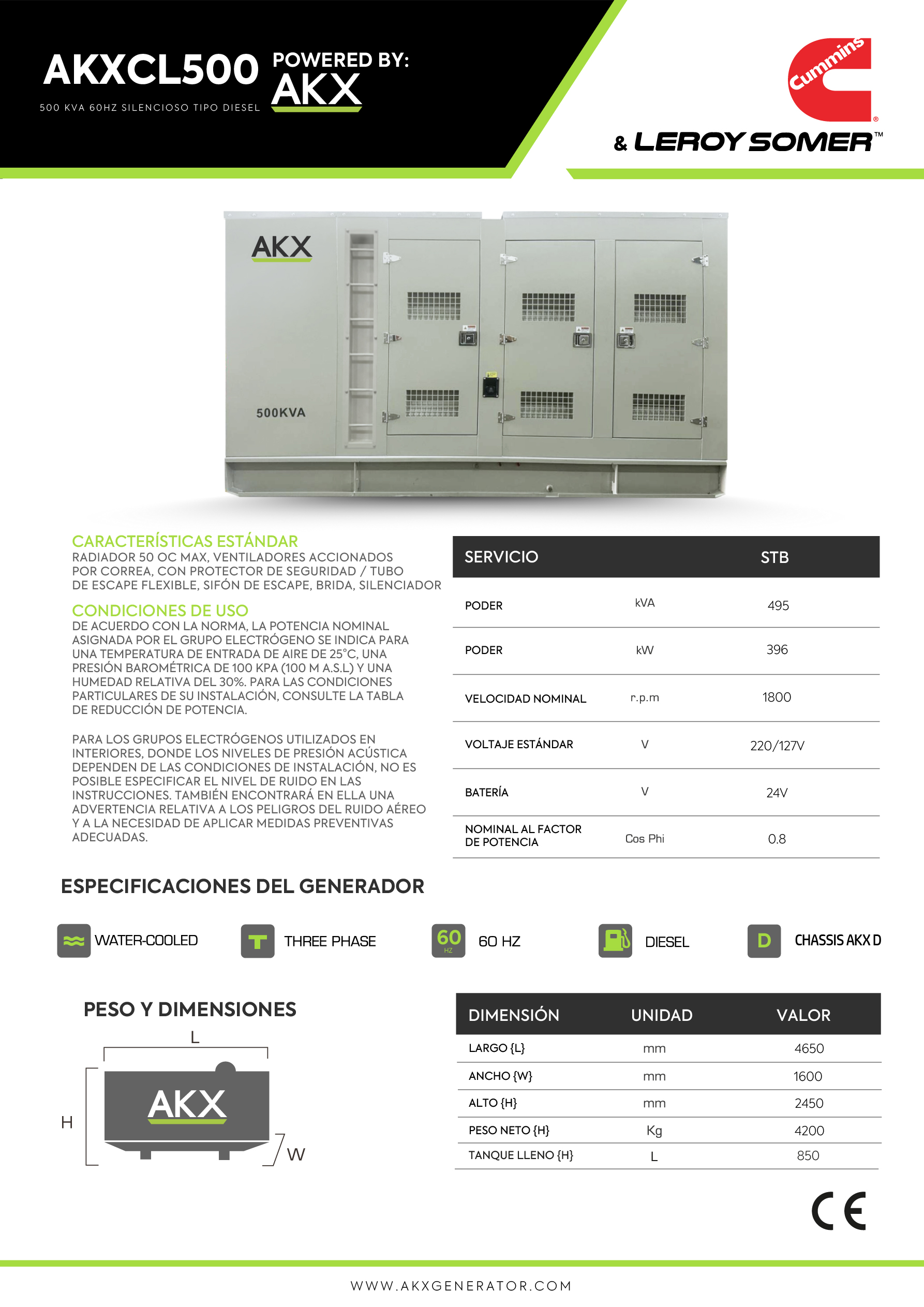 Ficha tecnica-500 KVA CUMMINS-akx-generator
