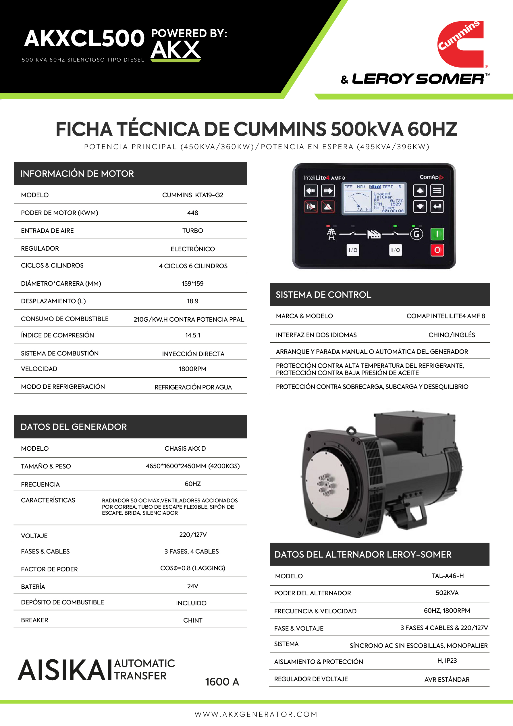 Ficha tecnica-500 KVA CUMMINS-akx-generator