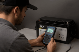 Técnico evaluando batería AKX -AKX-GENERATOR