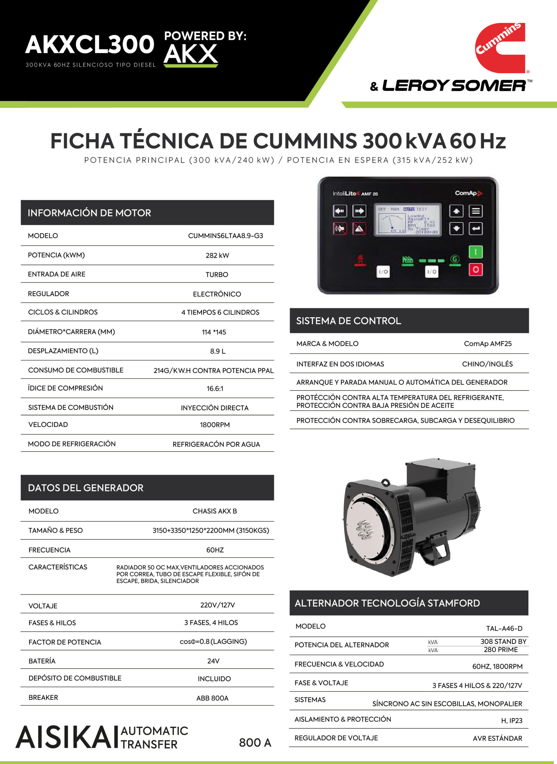 FICHA TECNICA GENERADOR CUMMINS 300KVA_ELECTROFUTURO