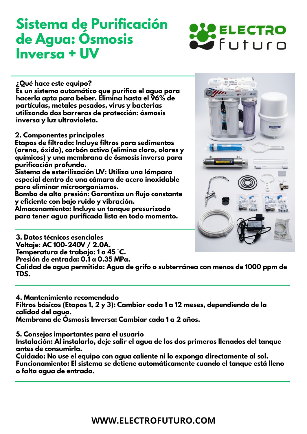 FICHA TECNICA SISTEMA DE PURIFICACION